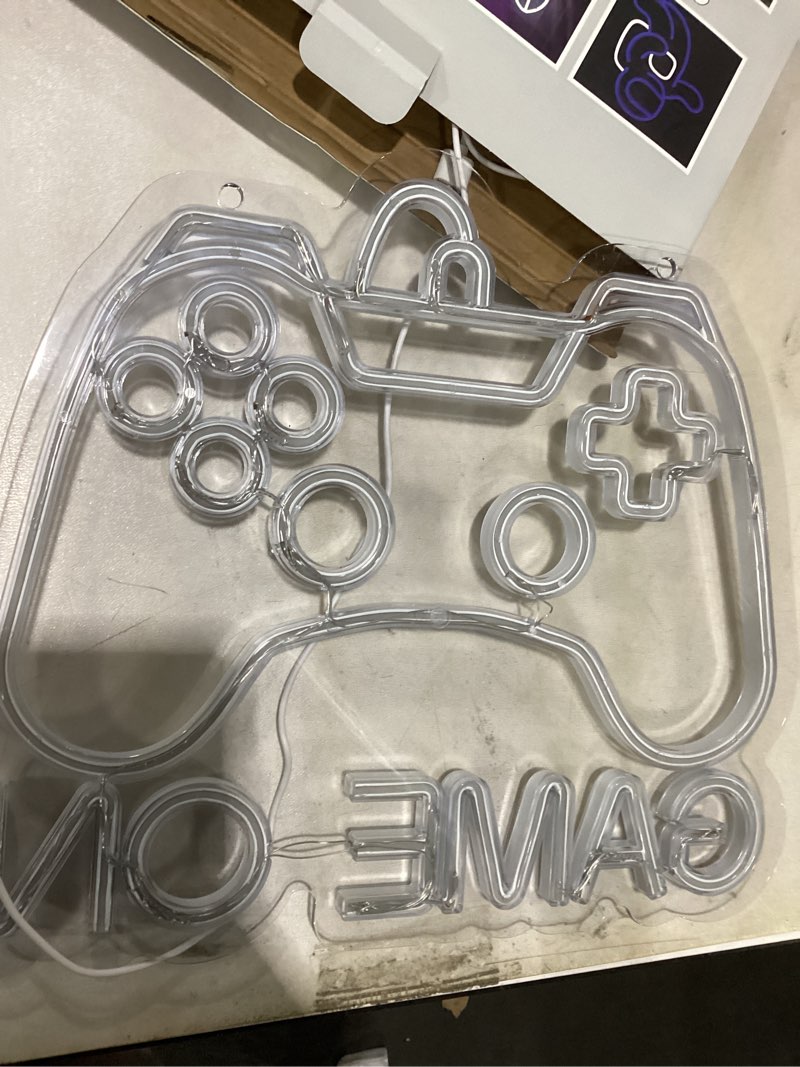 Condition photo showing As Is for Gamer Neon Sign, Dimmable Neon Controller Sign for Gaming Room Decor, USB Powered Gamepad Shaped Gaming Neon Sign for Teen Boys Room Decor - Best Gifts Led Gaming Sign for Teenage Boys Kids A-Game On