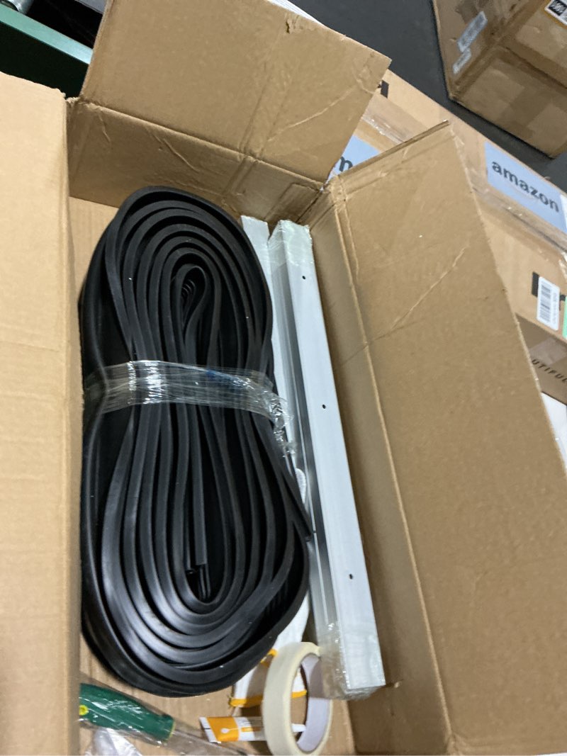 Condition photo showing Good Condition for tolanbbt garage door bottom rubber seals, 20 ft pre-drilled aluminum track retainer kit, garage door weather stripping kit universal u+o ring weatherproof rubber bottom strip (1.57" width, black) 20 ft black-aluminum track (5/16" t)