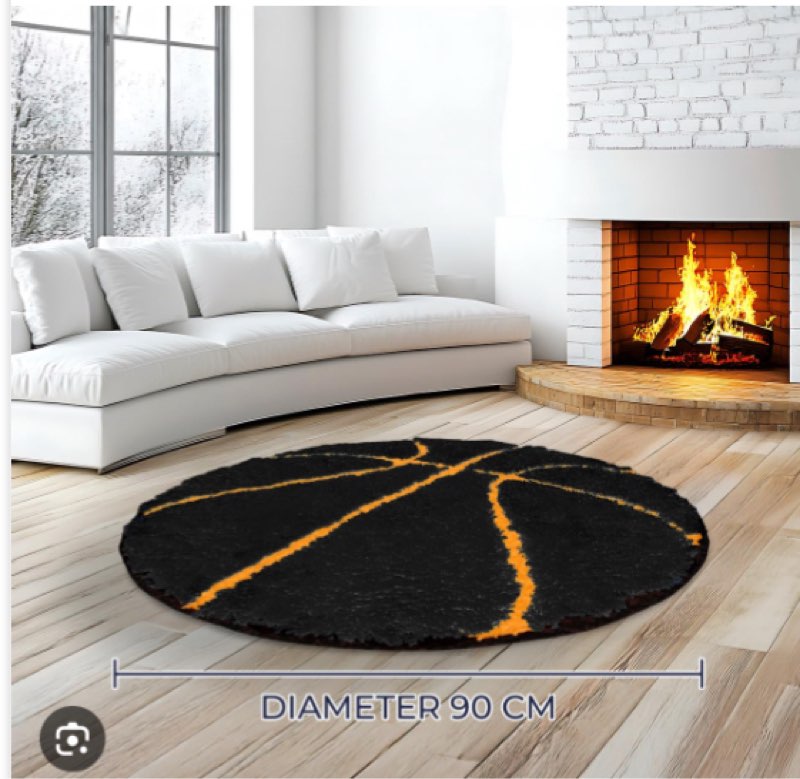 OhBeWater Basketball Rug for Boys Bedroom - Basketball Rugs - Basketball Rug - Sports Themed Room Decor - Soft and Comfy - Black/Orange- 30x30 inches 2'6\\\\\\\" x 2'6\\\\\\\" (Different per model) Several