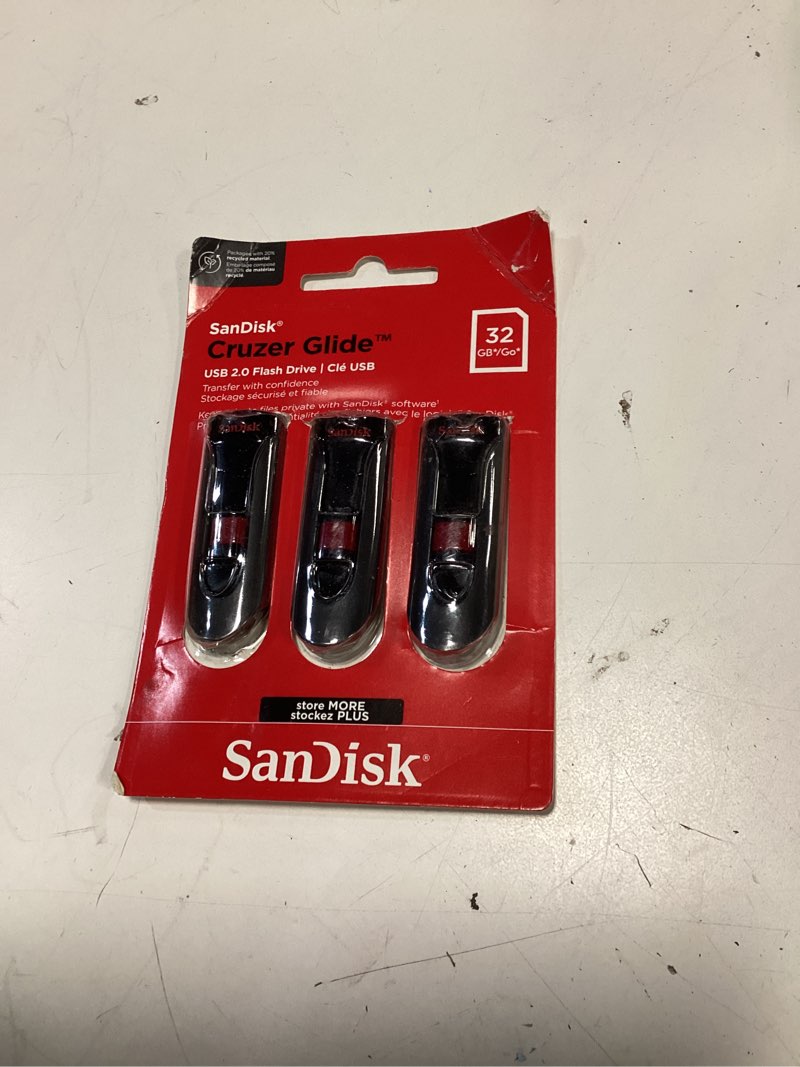 Condition photo showing New/Like New for sandisk 32gb 3-pack cruzer glide usb 2.0 flash drive (3x32gb) - sdcz60-032g-g46t, black
