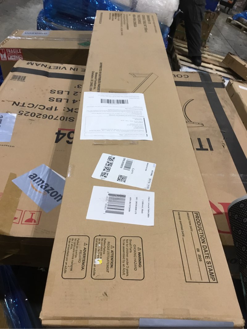 Condition photo showing As Is for Plank+Beam Solid Wood Console Table, 66 Inch, Sofa Table, Narrow Entryway Table for Hallway, Behind The Couch, Living Room, Foyer, Easy Assembly, Black 66" Console Table Black