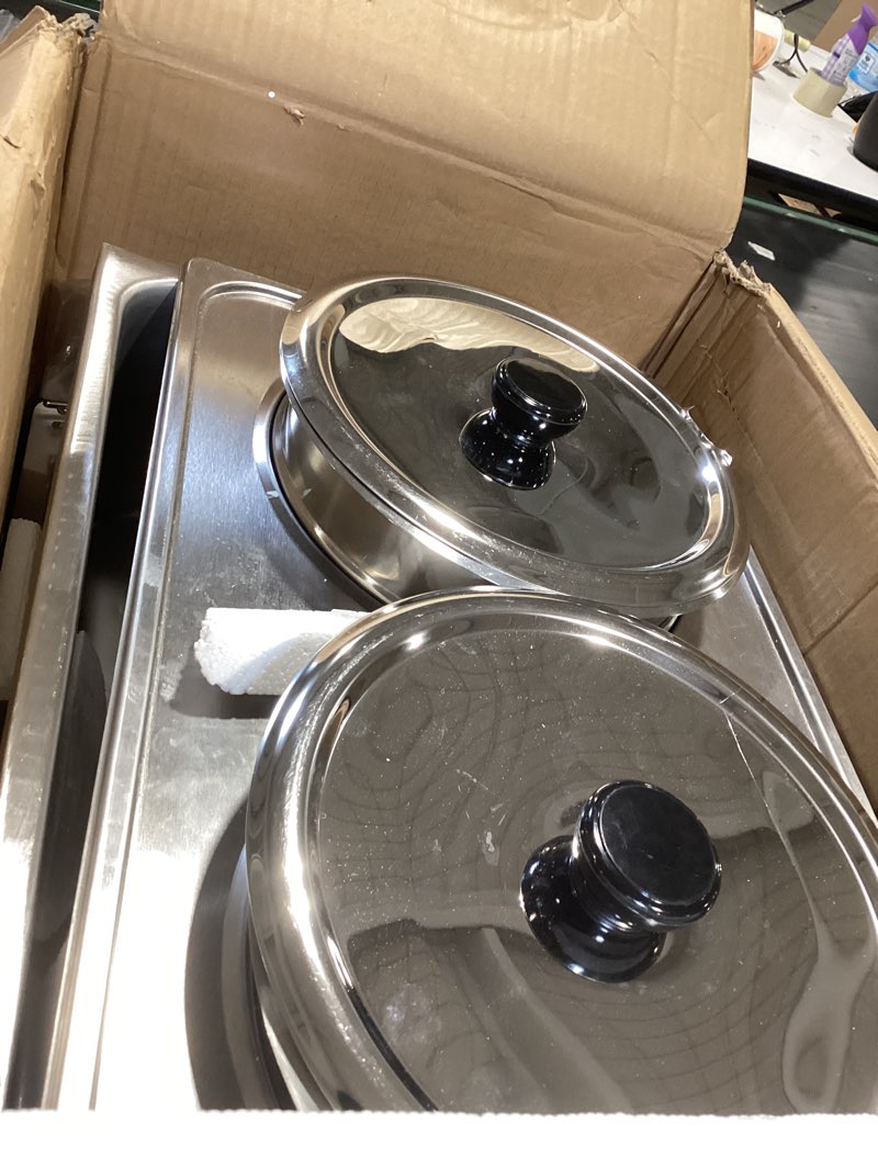 Condition photo showing Good Condition for sybo commercial grade stainless steel bain marie buffet food warmer steam table for catering and restaurants (2 round pots with tap)