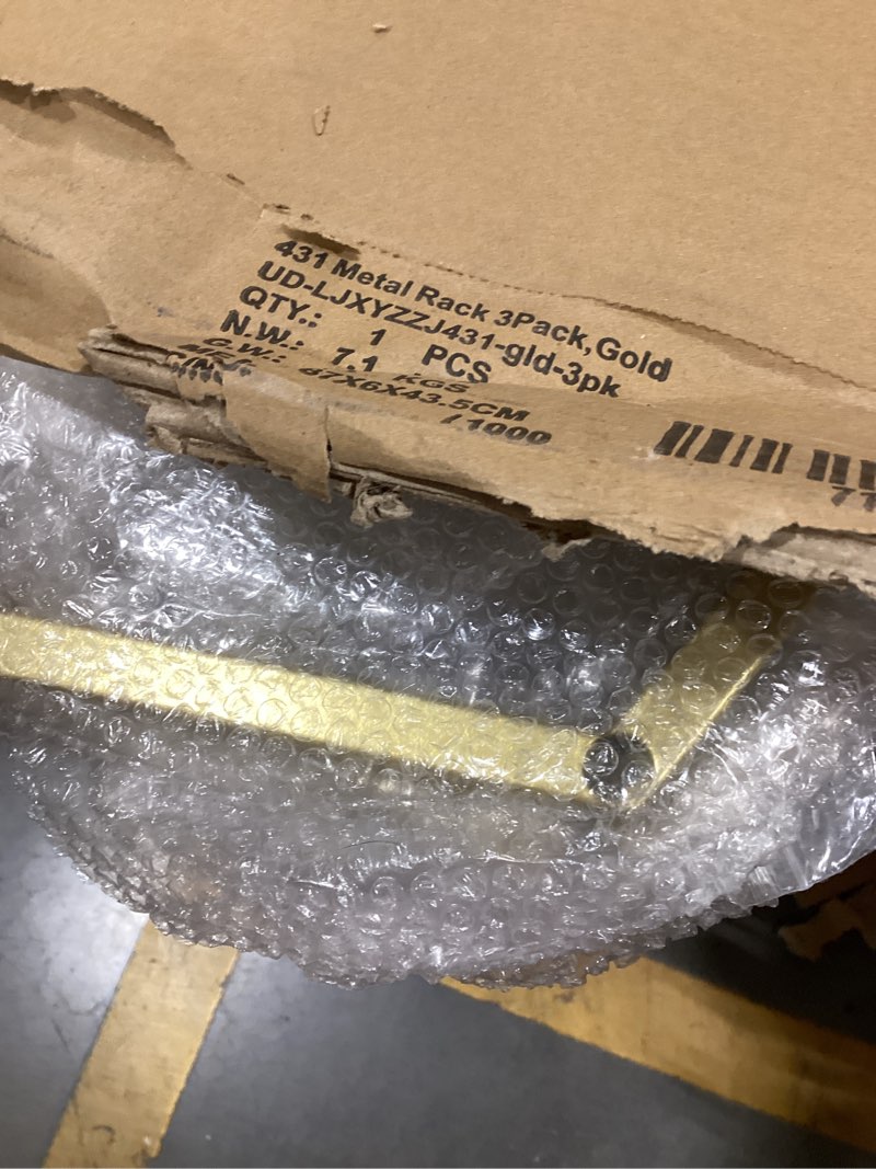 Condition photo showing New/Like New for Urban Deco Cylinder Stands for Party, Set of 3 Gold Metal Hexagon Cake Pedestal Stand with Marbled Countertop, Flower Plant Pedestal Stands for Display Parties Wedding Birthday Decor, 3PCS, Gold