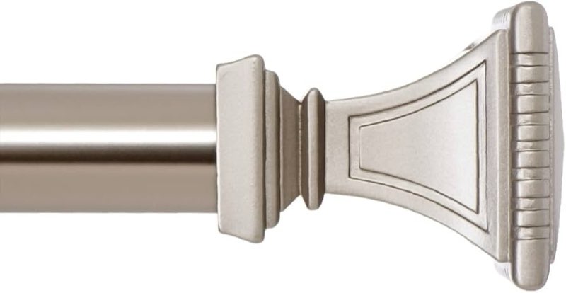 Ivilon Decorative Window Curtain Rod - Carved Square Finials 1 1/8 In Rod 72 ...