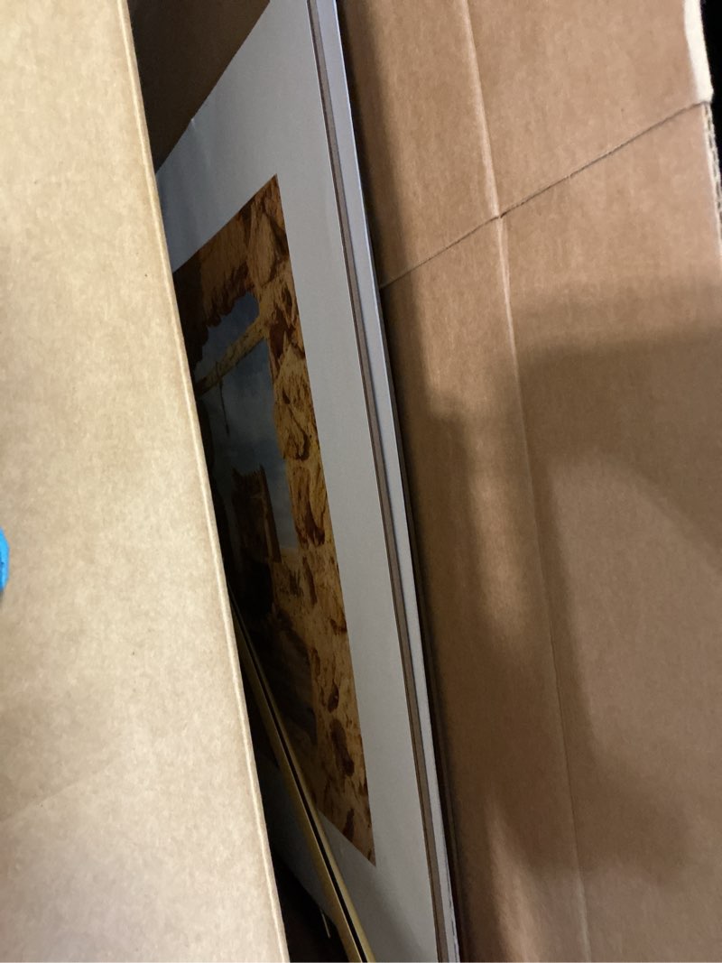 Condition photo showing As Is for 16x24 picture frame set of 2, scratch-proof gold frame lightweight yet sturdy display poster artwork 16 x 24 horizontally/vertically - slide-in strips|2 packs|gold|16"x24" gold 16x24 2 packs
