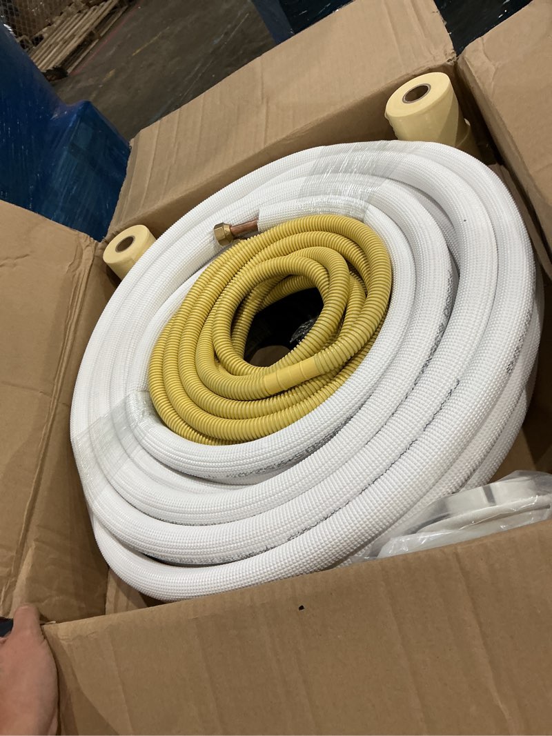 Condition photo showing New/Like New for 33 ft mini split line set,air conditioning copper tubing pipe extension,1/4" & 3/8" 3/8" pe thickened for ac and heating equipment insulated with nuts. (1/4+3/8)