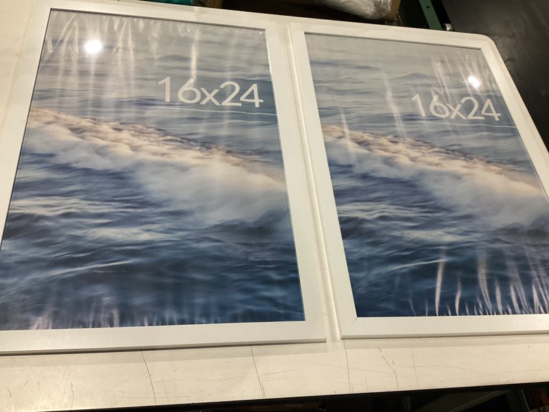 Condition photo showing Good Condition for *similar to stock* 8x10 picture frame set of 5, white photo frames high transparent wall gallery desktop horizontal vertical for canvas collage photo poster certificate 8 x 10 inches white 8x10