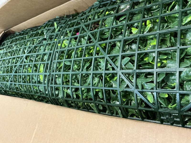 Condition photo showing Good Condition for artificial boxwood wall roll, 40"x120" (33.33 sqft) grass wall panels with mint plant leaves, greenery backdrop privacy screen with uv protection, green grass wall for indoor outdoor decor 40x120 in 1pcs mint leaves