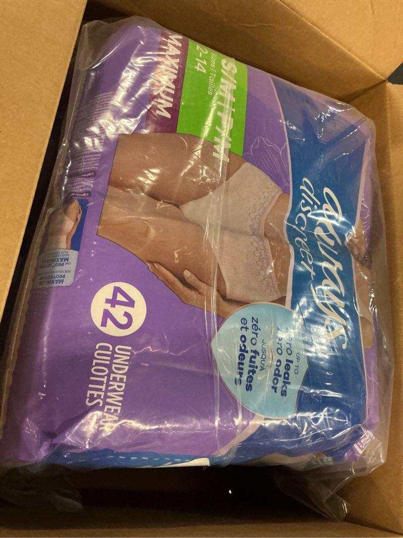Condition photo showing Good Condition for always discreet adult incontinence underwear for women and postpartum underwear, s/m, up to 100% bladder leak protection, 84 count (packaging may vary)