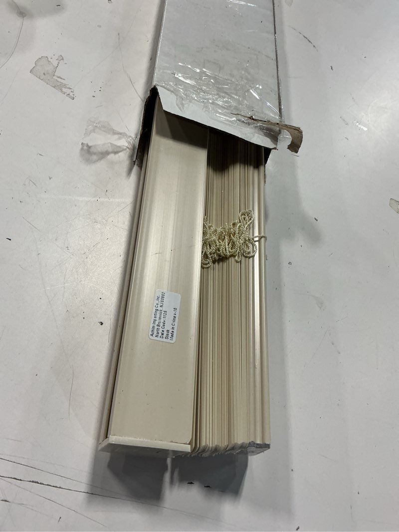 Condition photo showing Good Condition for Cordless Light Filtering Mini Blind - 29 Inch Width, 64 Inch Length, 1" Slat Size - Alabaster - Cordless GII Morningstar Horizontal Windows Blinds for Interior by Achim Home Decor 29"W x 64"H Alabaster