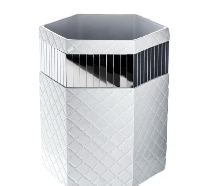 Quilted Mirror Wastebasket