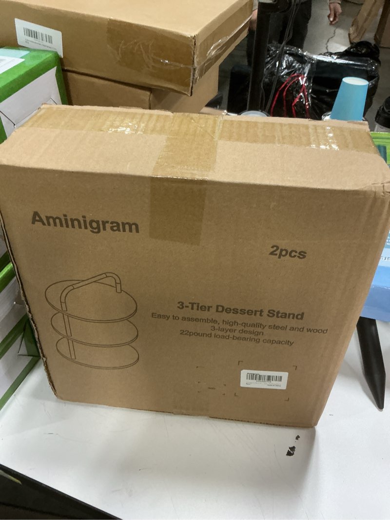 Condition photo showing New/Like New for Aminigram 2 Pack Wooden Cupcake Stand, 3 Tier Large Cupcake Tower Stand 50 Cupcakes, Dessert Stand Cupcake Display Stand Cupcake Tower for Party, Wedding, Birthday, Halloween, Farmhouse Decor Double-tube cake stand