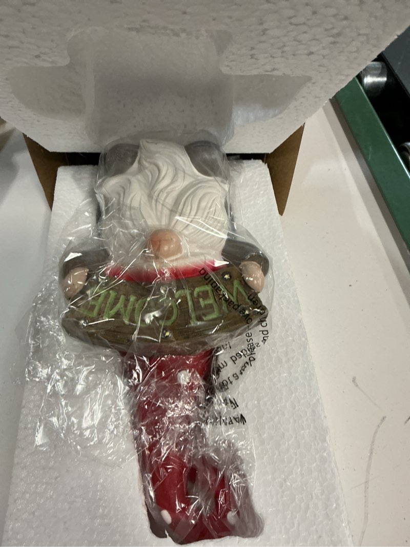 Condition photo showing New/Like New for Nacome Solar Gnome Statue for Garden Decor: Outside Sculpture with Welcome Sign Clearance for Yard Art Lawn Ornaments Porch Patio Balcony - Birthday Gifts for Grandma Mom Women(Red)