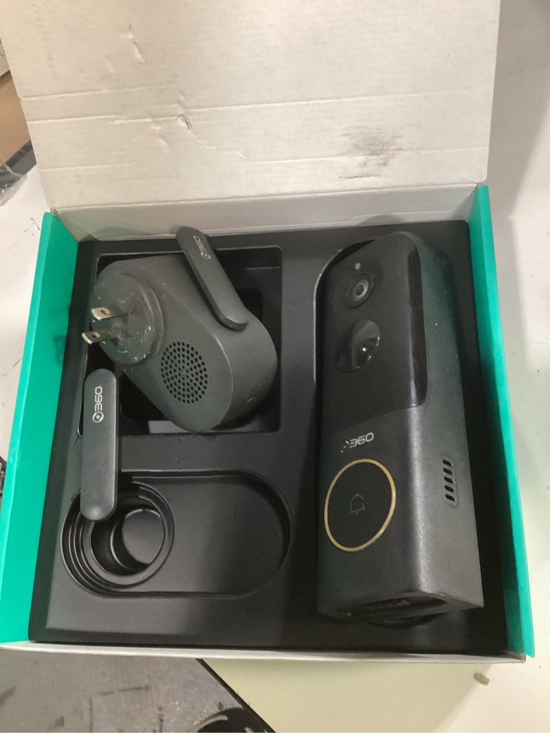Condition photo showing As Is for 360 wireless video doorbell with radar sensor, 2k ultrahd 5mp doorbell camera with chime, rechargeab