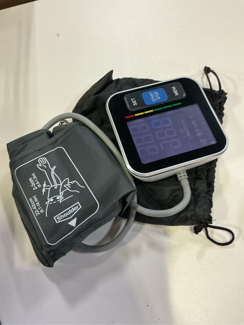 Condition photo showing Good Condition for blood pressure monitors for home use upper arm, accurate cuff 8.7”-15.7” monitor with large backlight display 2 users 240 sets memory & hr detection, digital bp machine with carrying case