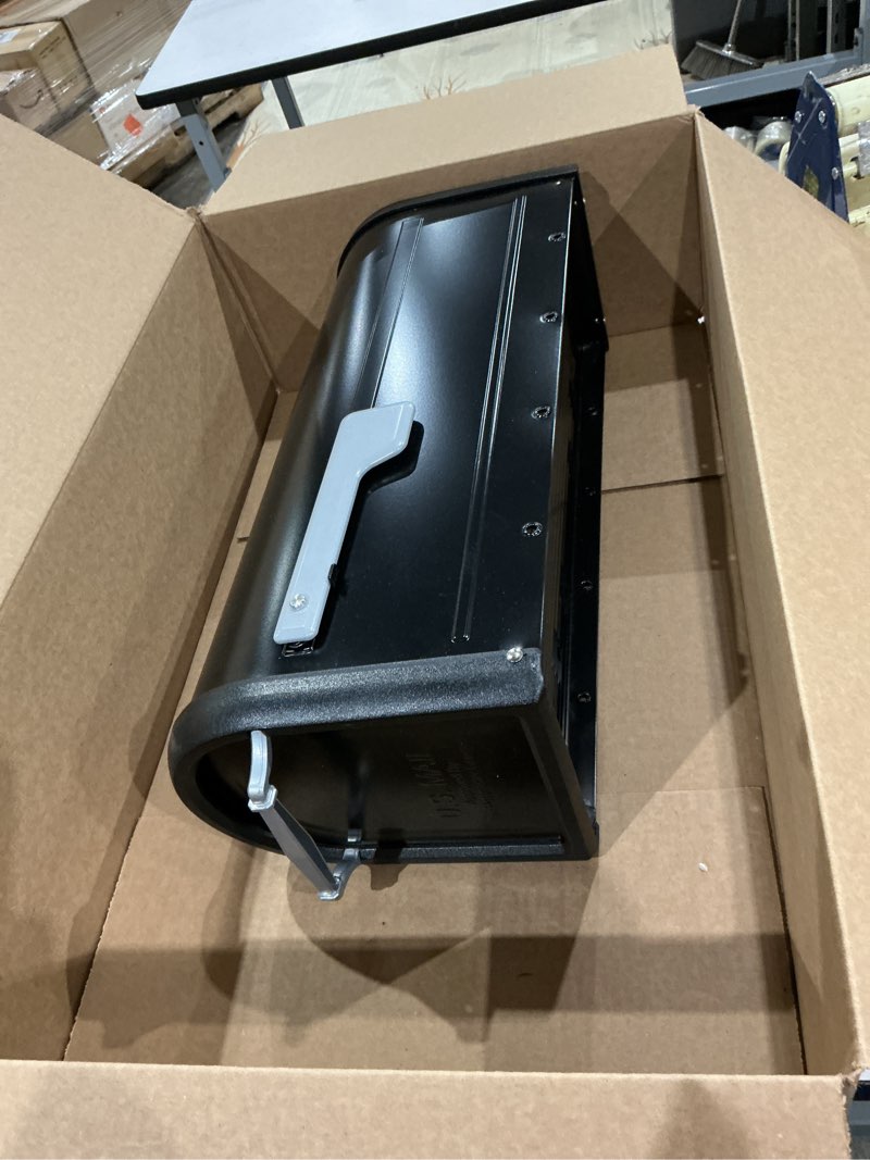 Condition photo showing Good Condition for architectural mailboxes chadwick galvanized steel post mount mailbox, 8950b-10, black, medium capacity
