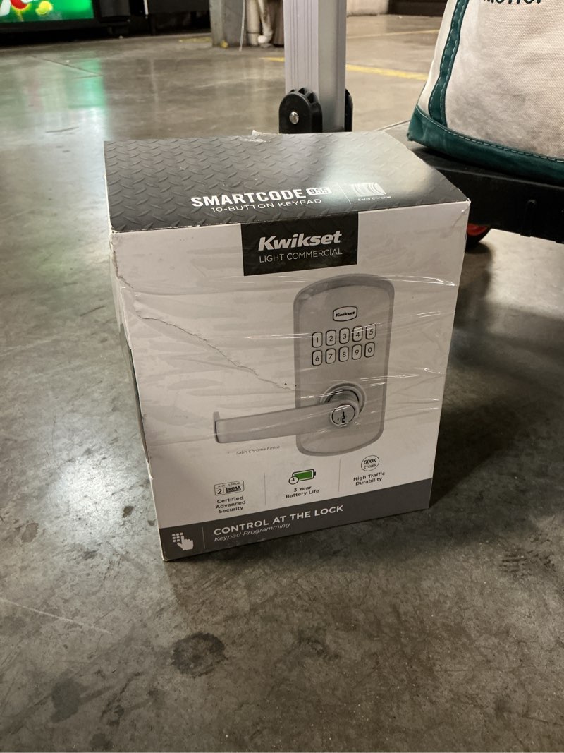 Condition photo showing Good Condition for kwikset smartcode 955 light commercial keyless entry satin chrome keypad electronic handle lock ft. smartkey security
