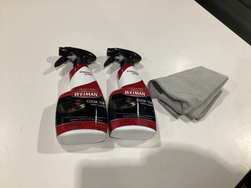 Condition photo showing As Is for Weiman Cooktop Daily Cleaner & Polish For Ceramic; Glass; Induction Stovetops with Micro Fiber Buffing Towel Included; 12 oz 2 Pack