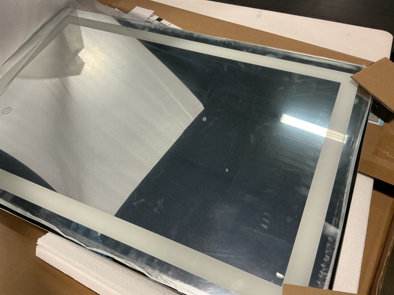 Condition photo showing Good Condition for amoise bathroom vanity mirror with led, 36" x 24" led bathroom vanity mirror with light for wall, ip54 enhanced anti-fog, dimmable 3 colors, memory function, backlit and front lit, plug-in/hardwired 36"l x 24"w