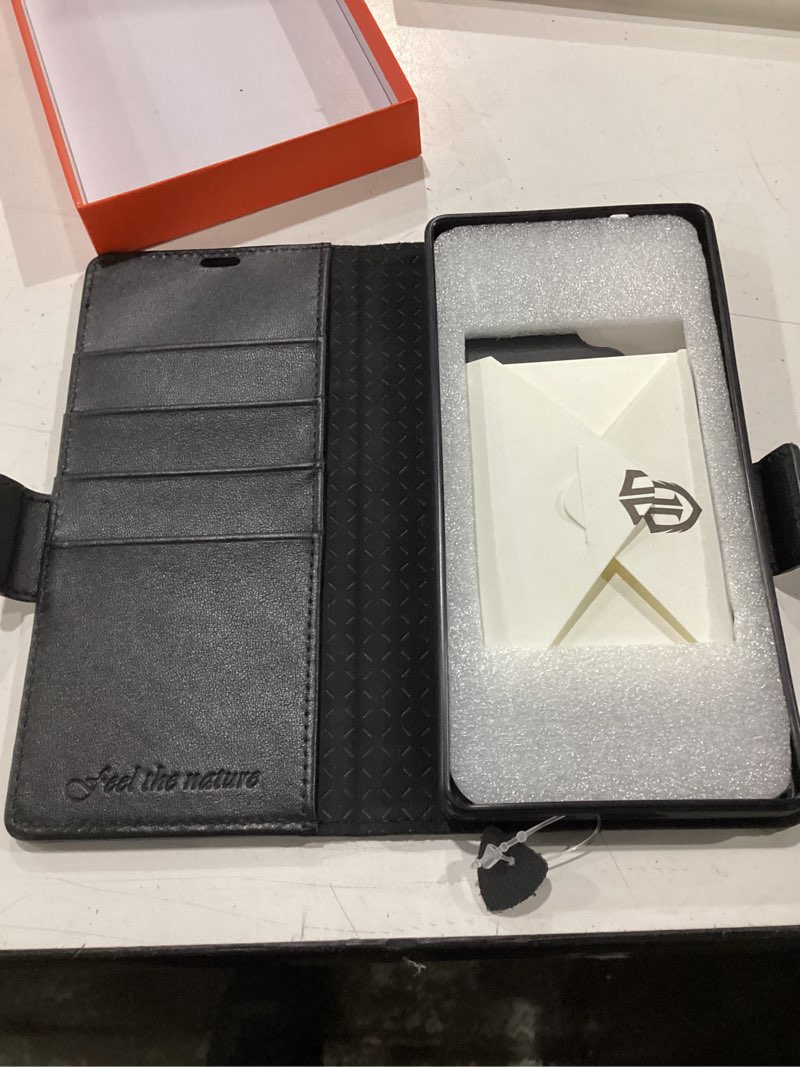 Condition photo showing New/Like New for SHIELDON Case for Galaxy S25 Ultra 6.9", Genuine Leather Folio Wallet Case with Kickstand RFID Blocking Card Holder Magnetic Protective Phone Cover Compatible with Galaxy S25 Ultra 2025 - Nappa Black