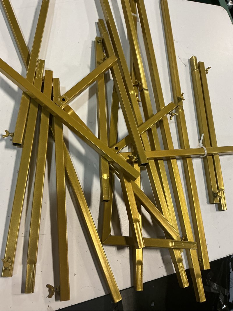 Condition photo showing As Is for wokceer 7.2 ft wedding arch backdrop stand, gold metal arch backdrop stand for wedding ceremony birthday party bridal baby shower photo booth garden floral balloon arches decoration 7.2 x 4 ft (hxw) gold