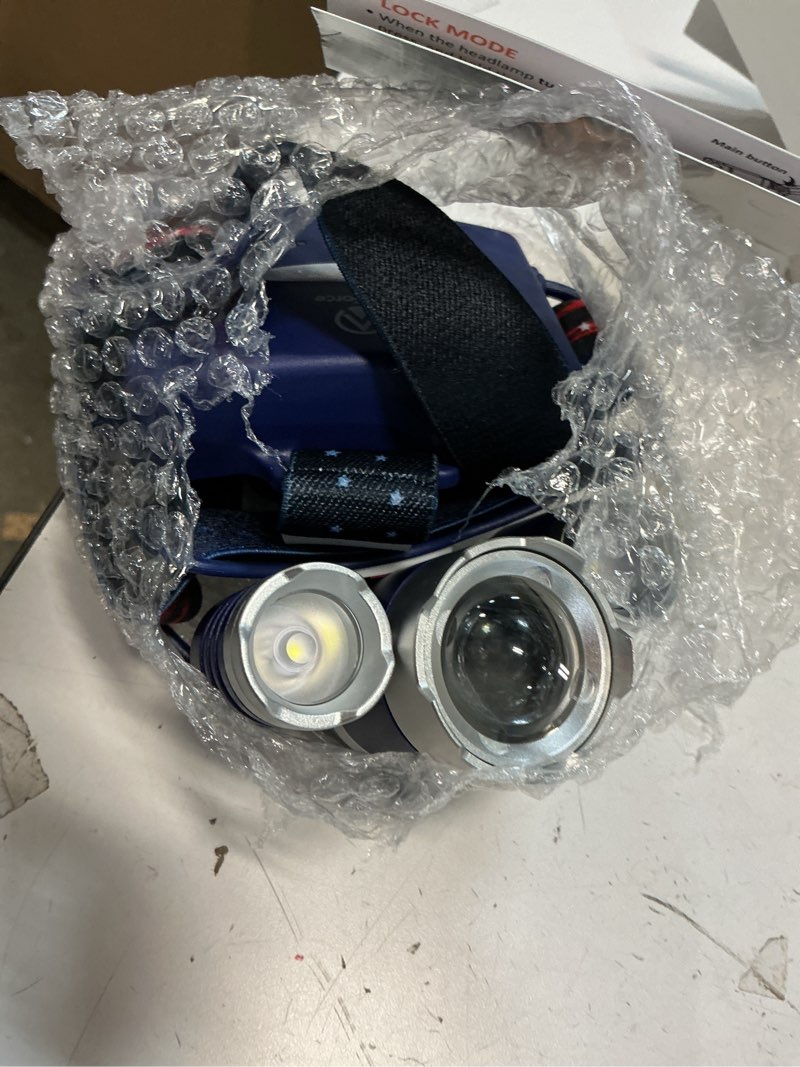 Condition photo showing Good Condition for DanForce Headlamp. USB Rechargeable LED Head Lamp. Ultra Bright LUMINUS 1080 Lumen Head Flashlight + Red Light. HeadLamps for Adults, Camping, Outdoors & Hard Hat Work. Zoomable IPX54 Headlight Neptune