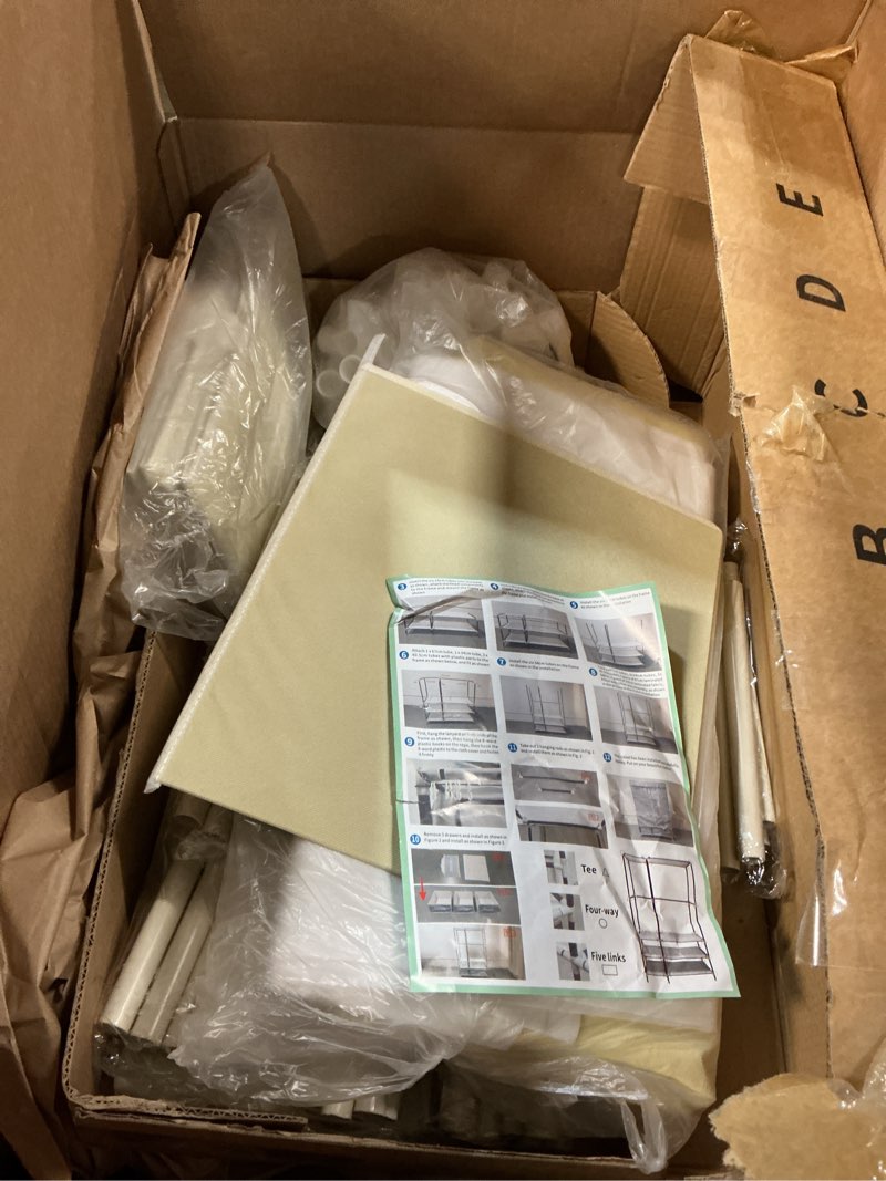 Condition photo showing As Is for WEALTHYHEART Portable Closet,Garment Rack,Heavy Duty Clothes Rack with Cover,Wardrobe Closet with 2 