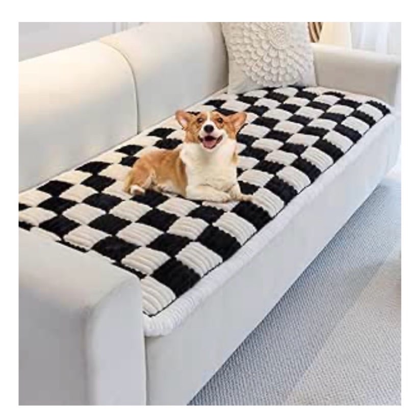 Lucky Monet Dog Couch Cover Protector Washable Non Slip Sofa Cover for 3 Cushion Couch Sofa Pet Friendly, Thick Fuzzy Dog Bed Mat for Couch (27.6x70.9in, Black)