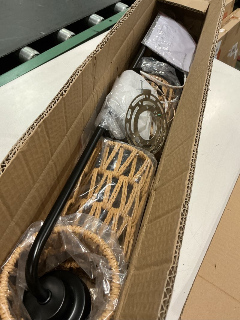 Condition photo showing Good Condition for Bathroom Vanity Light, 4-Lights Boho Bathroom Light Fixtures Over Mirror with Rustic Handwoven Shades 30 inch Farmhouse Wall Sconce Lighting 30.3 inch