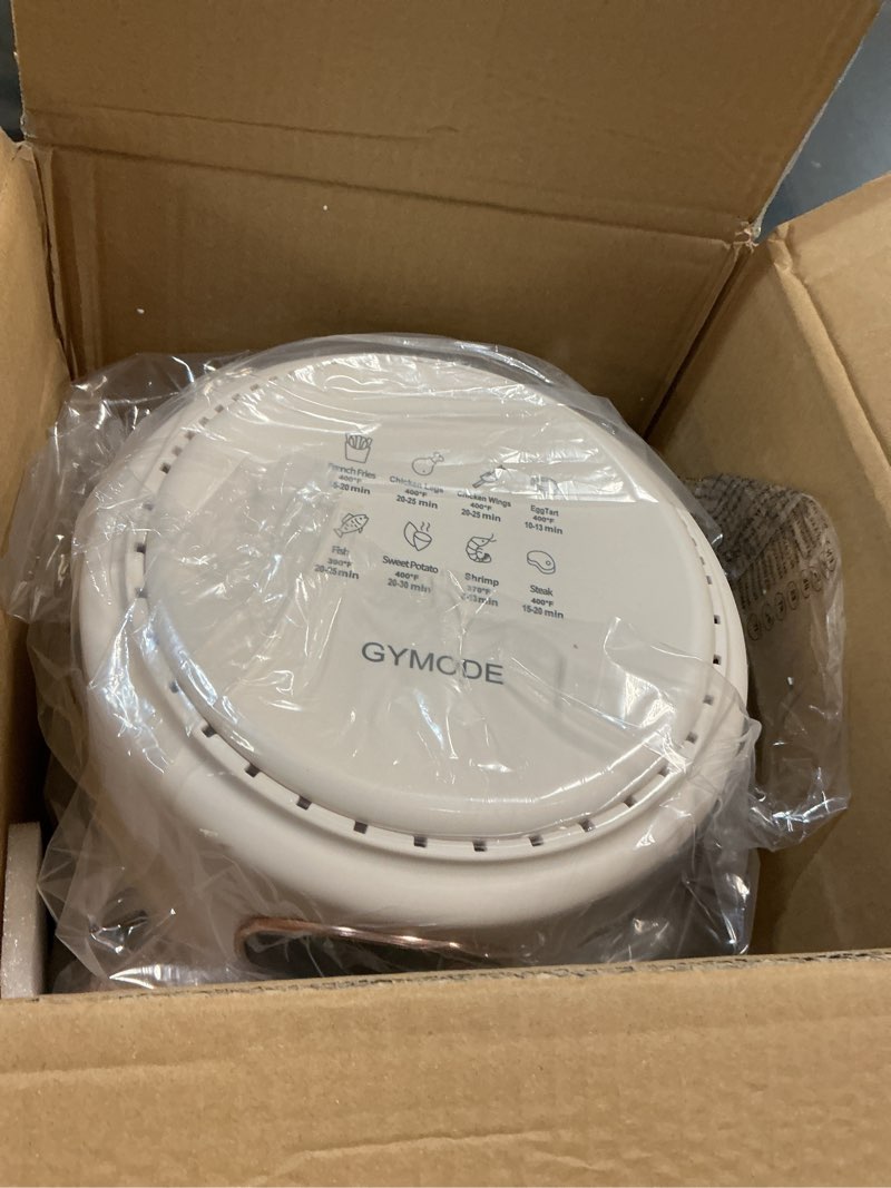 Condition photo showing Good Condition for 4.7QT Glass Air Fryer, 360° Viewable Glass Air Fryer Non Toxic, 6-IN-1 Preset Cook Modes, Digital Display, Adjustable Temp 100F - 400F, Nonstick, Dishwasher Safe, White