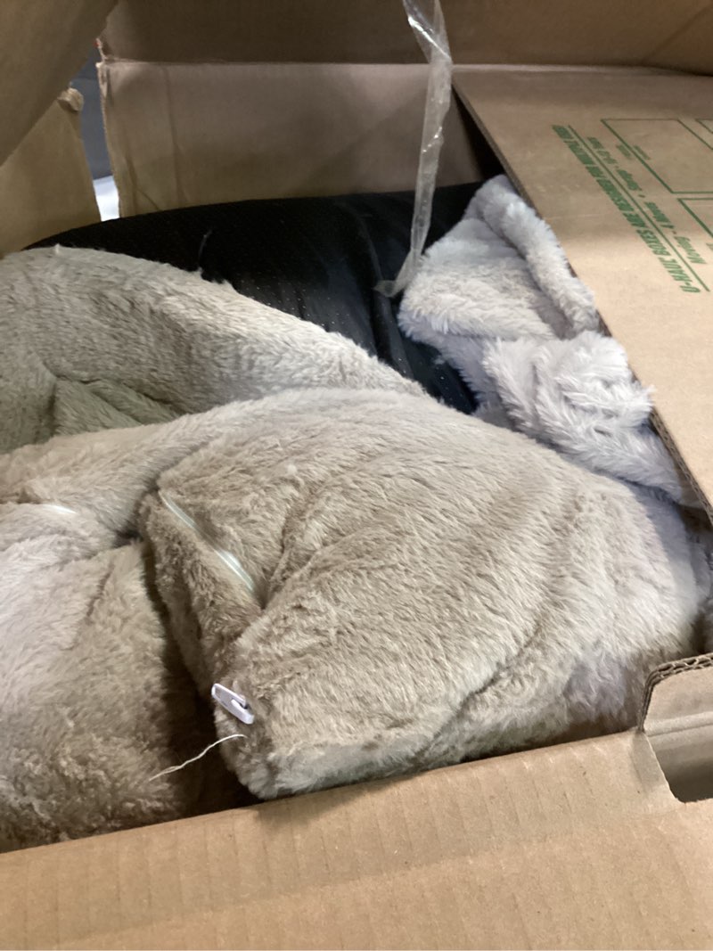 Condition photo showing Good Condition for Human Dog Bed for Adults, 73"x56"x12" Washable Orthopedic Size, Faux Fur Removable, Cozy Large Present with Blanket and Pillow, Dark Grey 73"L×56"W×12"Th Dark Grey