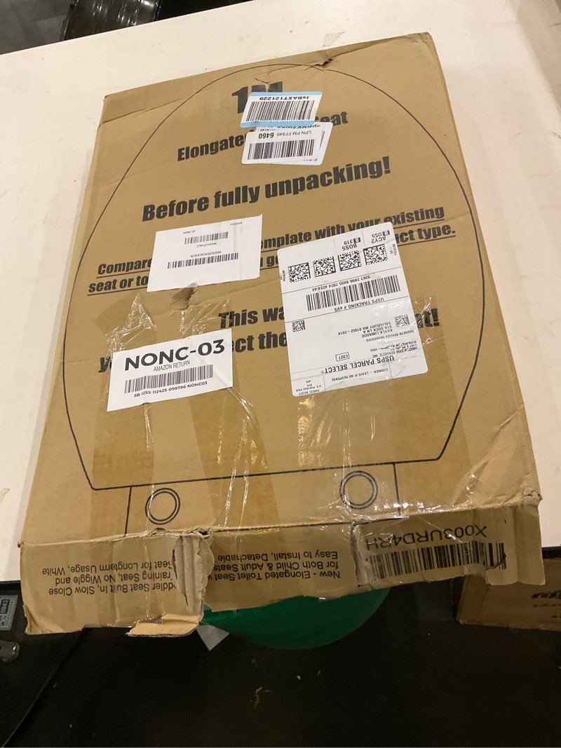 Condition photo showing As Is for 1M Family Toilet Seat, Patented Slow Close & Quick Releasing Technology, Anti-Wiggling, Easy to Install and Clean, Standard Elongated with Toddler Seat Built In (1 Piece)