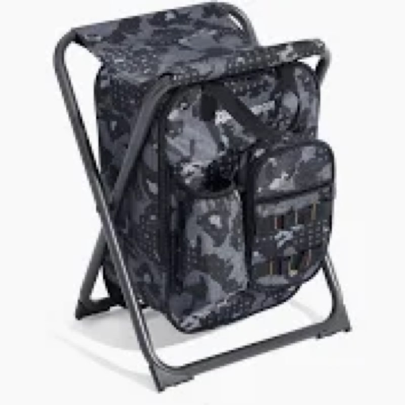 x strike backpack fishing chair with cooler bag, foldable camping stool for adults up to 350 lbs, po
