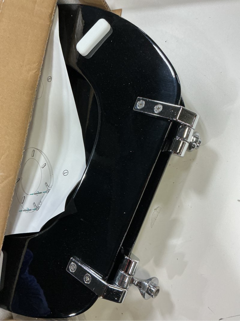 Condition photo showing As Is for Black Round Toilet Seat Natural Wood Toilet Seat with Zinc Alloy Hinges, Easy to Install also Easy to Clean, Scratch Resistant Toilet Seat by Angol Shiold (Round, Black) Round Black