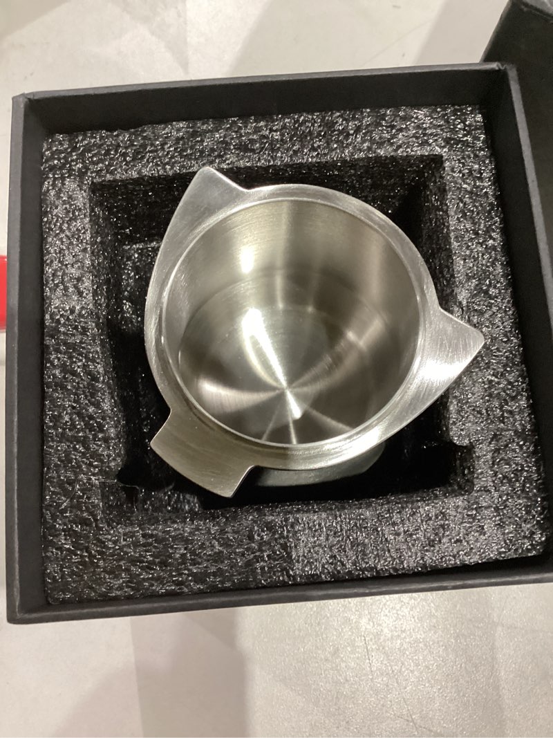 Condition photo showing Good Condition for 54mm Dosing Cup for Breville Espresso Machine and Grinders, Stainless Steel Coffee Bean Dosing Cup 54 mm With Grinder Activating Tab (Silver) Brushed Silver