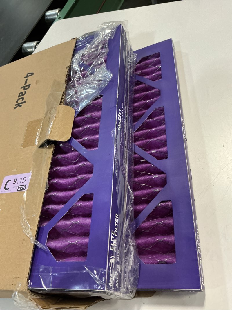 Condition photo showing Good Condition for ( color purple) 16x25x1 Air Filter (4-PACK) | MERV 8 | MOAJ Elite Dust Defense | BASED IN USA | Quality Pleated Replacement Air Filters for AC & Furnace Applications | Actual Dimensions: 15.70\" x 24.70\" x 0.75\" 16x25x1 MERV 8: ADVANCED