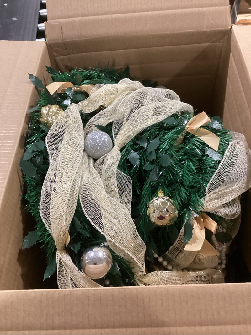 Condition photo showing Good Condition for 6FT Pop Up Christmas Tree with Lights, Collapsible Artificial Christmas Tree with 8 Lighting Modes and Timer Remote, Easy Storage, Pre-Lit Xmas Tree for Home Office Apartment Party Holiday Decor Green Stripes