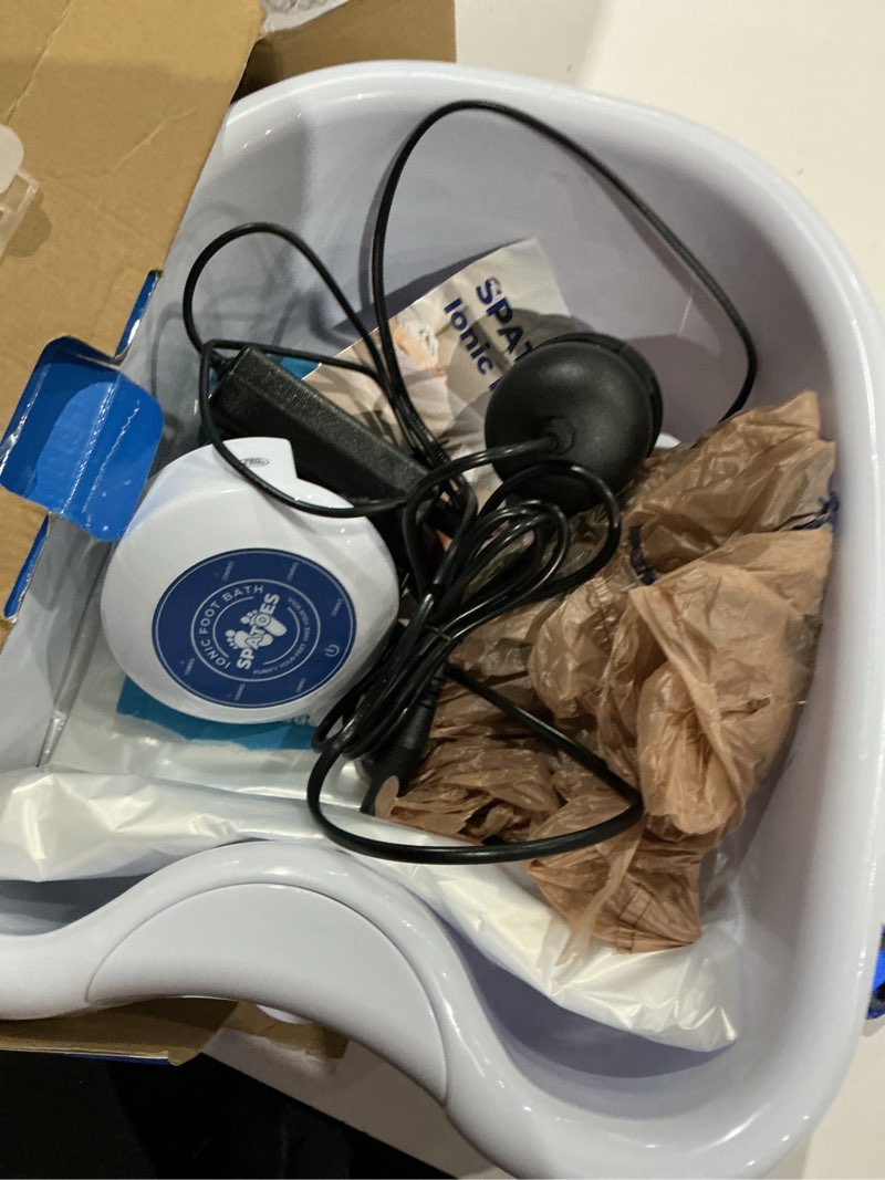 Condition photo showing As Is for ionic foot detox machine 3.0, home foot spa for detoxification, ionic foot bath detox and cleansing machine to remove toxins, 2 arrays, 15