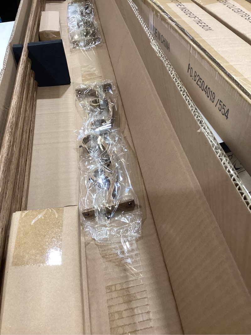 Condition photo showing Good Condition for double wood curtain rods for windows 36 to 72 inches,1 inch front and 5/8 inch back wooden curtain rod with imitation wood grain ball finials and double aluminum bracket,dark brown wood grain dark brown wood grain 36-72"