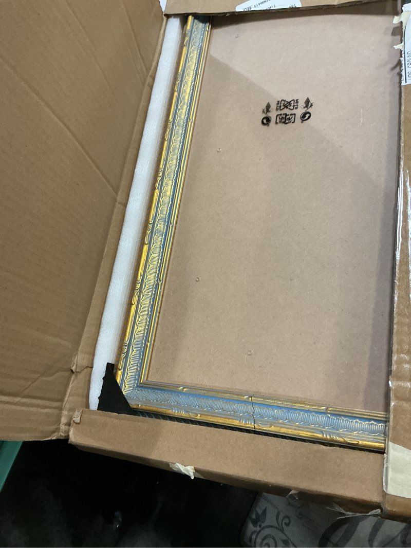 Condition photo showing Good Condition for GULETHUN 16x24 Picture Frame Gold - Vintage Photo Frame 16 by 24, Retro Home Decor Wall Hanging Gallery Frames, Sturdy, Plexiglass, Ornate Gold Raised Poster Frame for Vertical & Horizontal Display Gold 16x24in