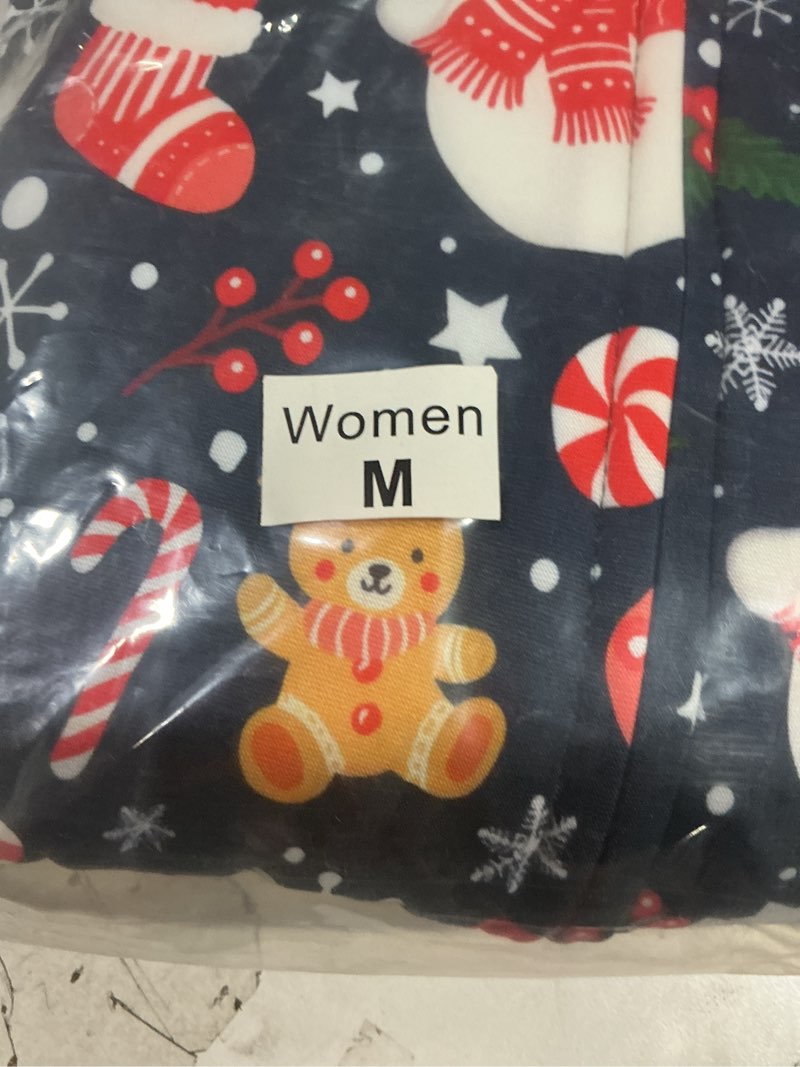 Condition photo showing New/Like New for ANGELGGH Onesie Christmas Family Matching Pajamas Adult Couples Men PJs Hooded Women Novelty One-piece Sleepwear Women Medium Navy Snowman