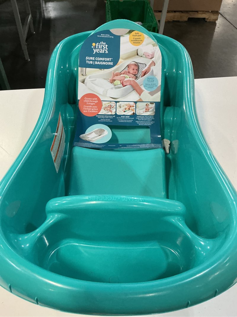 Condition photo showing New/Like New for the first years sure comfort newborn to toddler baby bath tub  infant bath tub  teal