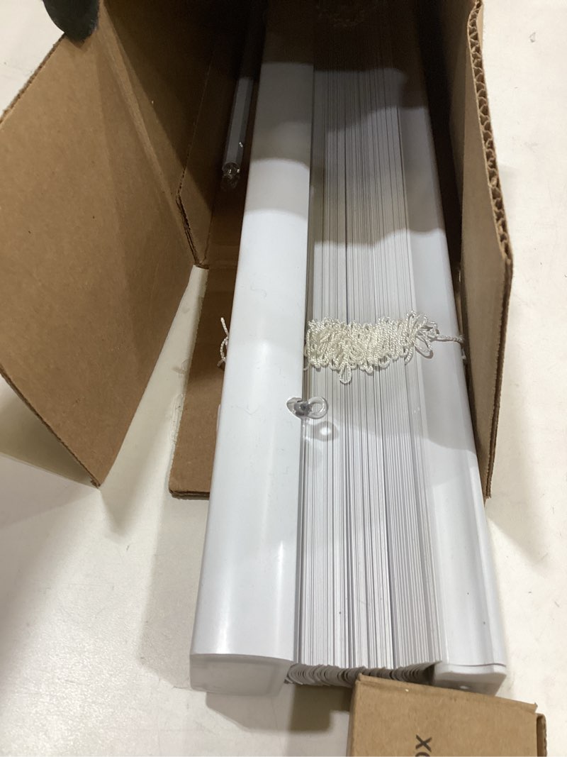 Condition photo showing Good Condition for dez furnishings premium cordless 1" room darkening vinyl mini blinds, 31.5" w x 64" h, white 31.5"w x 64"h
