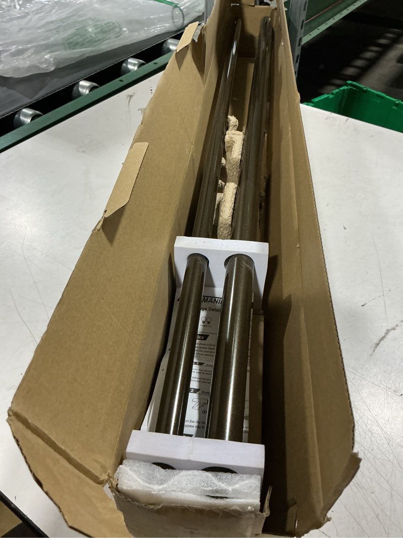 Condition photo showing Good Condition for kamanina 1 inch double curtain rods for windows 36 to 72 inches (3-6 feet), bronze heavy duty double curtain rod, telescoping drapery rod with netted texture finials, fewer rods, easier install antique bronze 36-72"