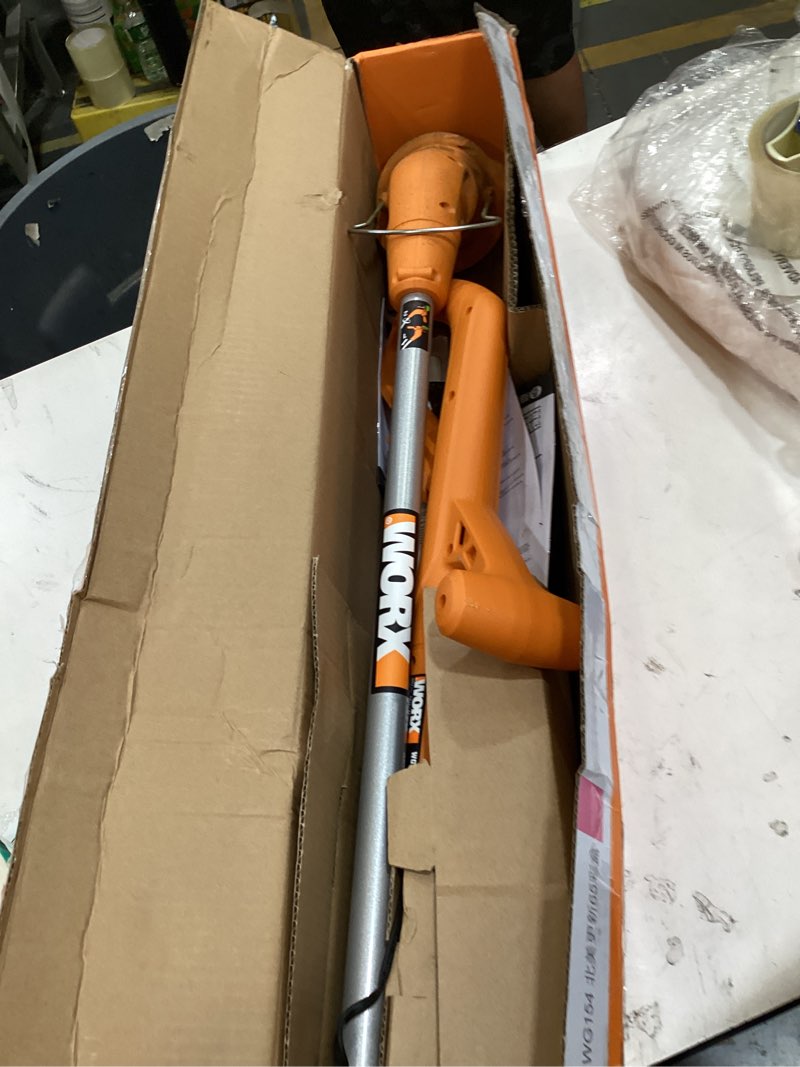 Condition photo showing As Is for worx cordless string trimmer & lawn edger, electric weed wacker with 4.2 lbs, 20v weed eater with auto feed, battery & charger included, wg154 10" 20v 2 in 1 trimmer w/(1) 2.0 ah battery