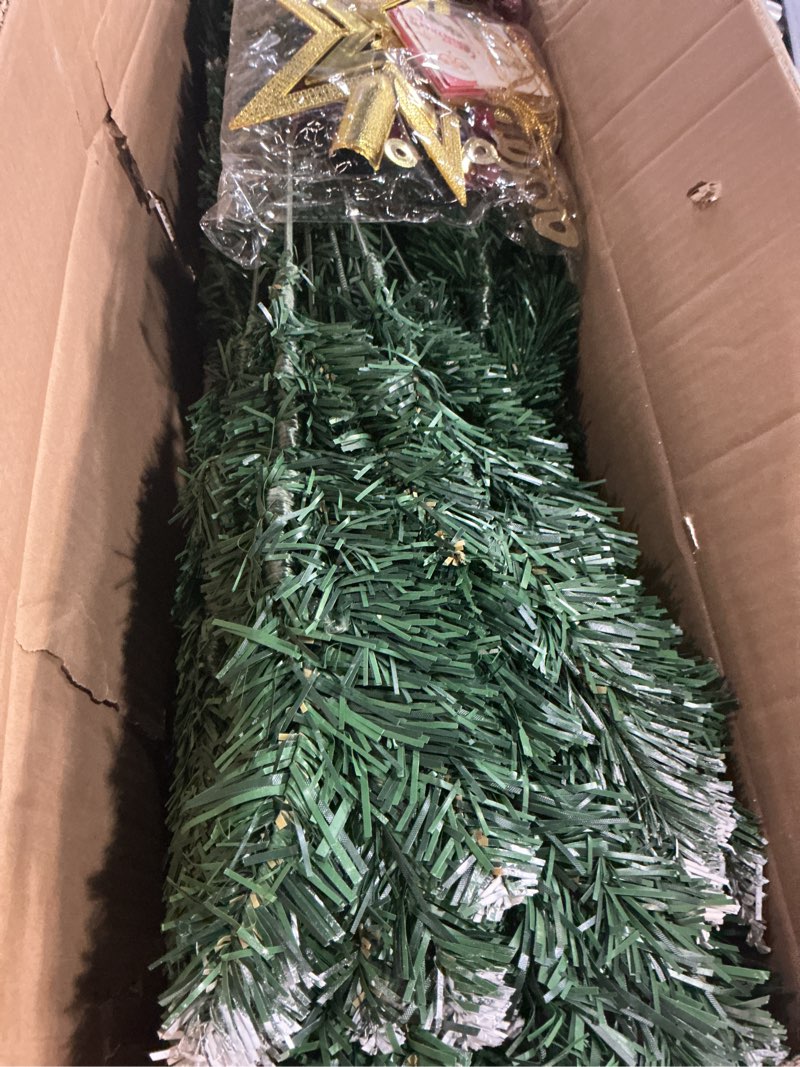 Condition photo showing Good Condition for christmas tree, 6ft artificial hinged premium xmas trees with 1400 tips, easy assembly, includes 6 different decorations luxury green tree 6ft with decoration set