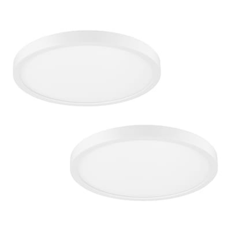 project source 10-in matte white indoor 1 -light led flush mount light plastic shade 2 -pack