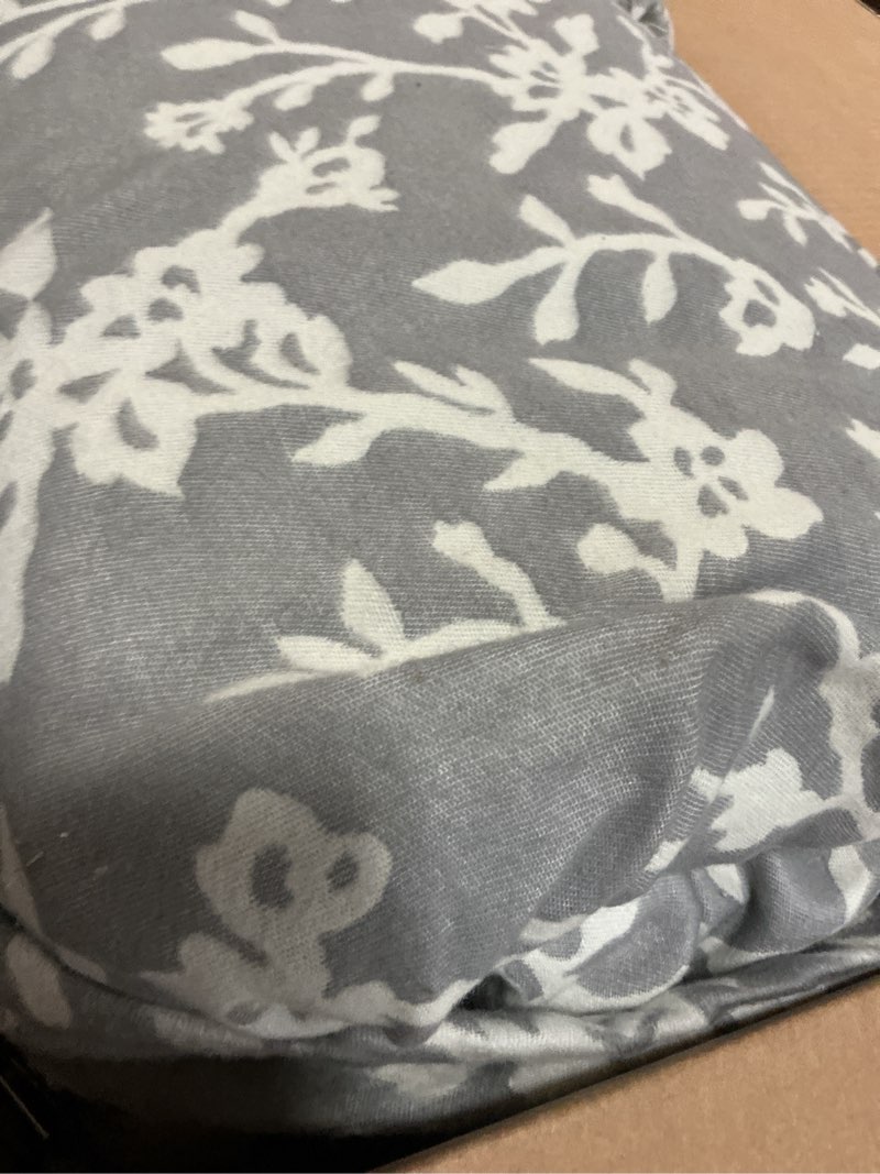 Condition photo showing As Is for Lucky Brand Fiora Floral Grey Comforter Set with Pillows - Full/Queen Size - 5 Piece Luxurious Bedding Ensemble Fiora Floral Comforter Set Full/Queen