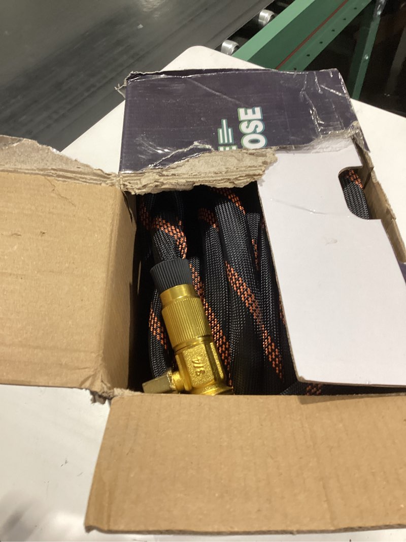 Condition photo showing Good Condition for flexible garden hose 100 ft, ultra lightweight water hoses w/10 function sprayer and 3/4" brass fittings, kink-free, sturdy, abrasion resistant for yard, lawn, outdoor and gardening(black orange)
