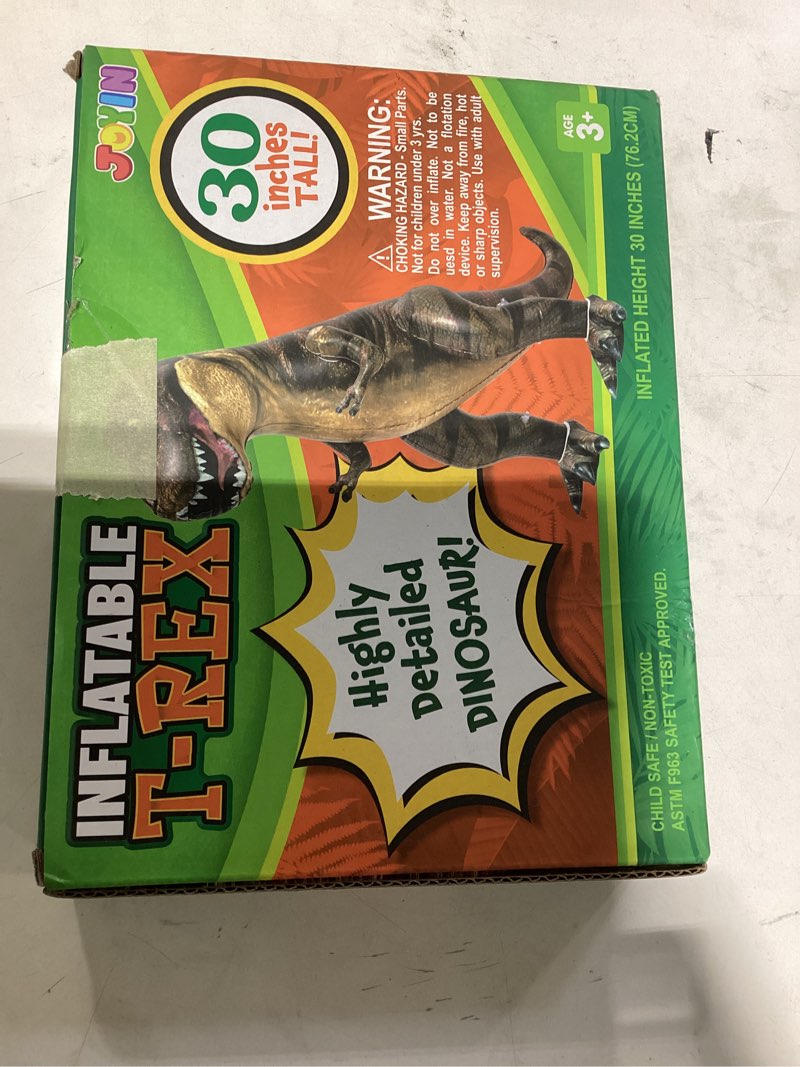Condition photo showing As Is for joyin t-rex dinosaur inflatable, tyrannosaurus rex inflatable toy for party decorations, 30" dinosaur birthday party gift for kids and adults